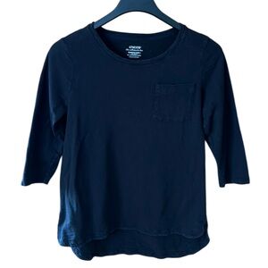 Chico’s The Ultimate Tee Size Medium (Chico’s size 1) Black 3/4 Sleeves